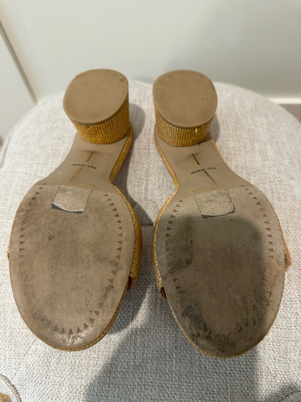 Dolce Vita size 8 Wide raffia slides with faux bamboo buckle detail - Picture 8 of 10